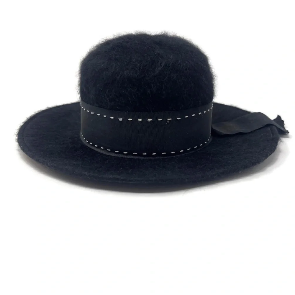 Vintage Mahara Mohair & Wool Wide Brim Hat‎ – Union Made – Black Statement Hat - Picture 3 of 10